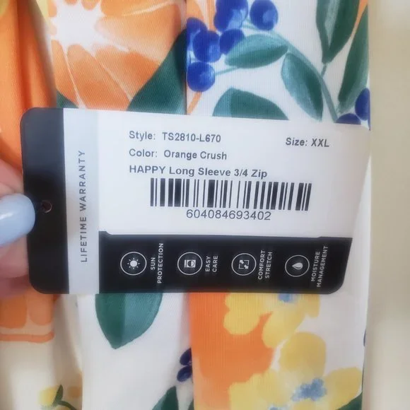 TAIL Women's Fun in the Sun Happy Long Sleeve 3/4 Zip - Orange Crush - XXL - Picture 12 of 13